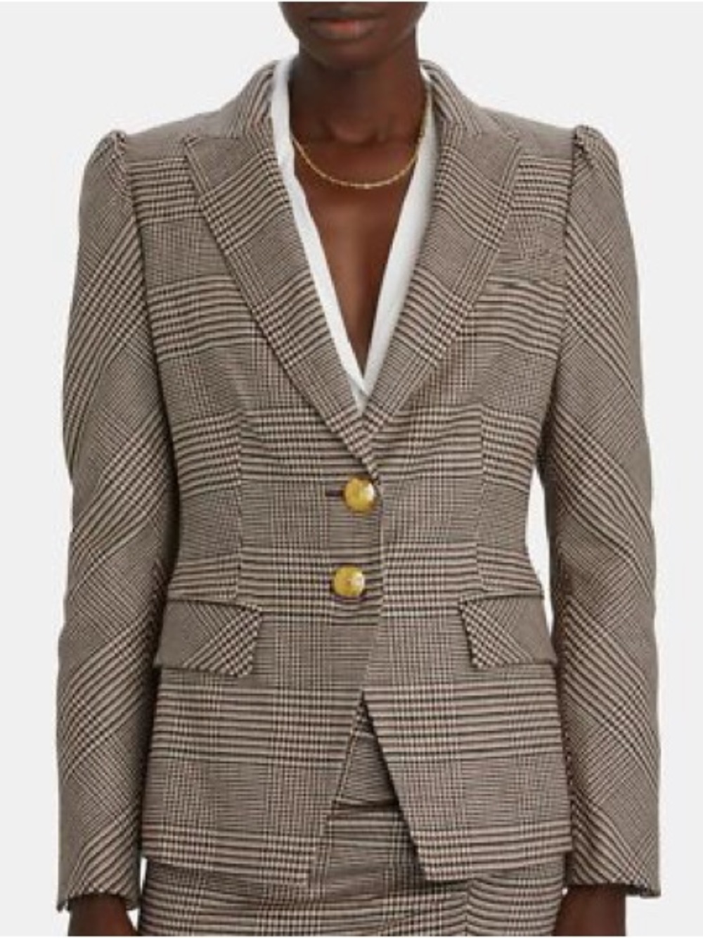 Veronica Beard Arna Puff Shoulder Dickey Jacket Houndstooth Check Size 2